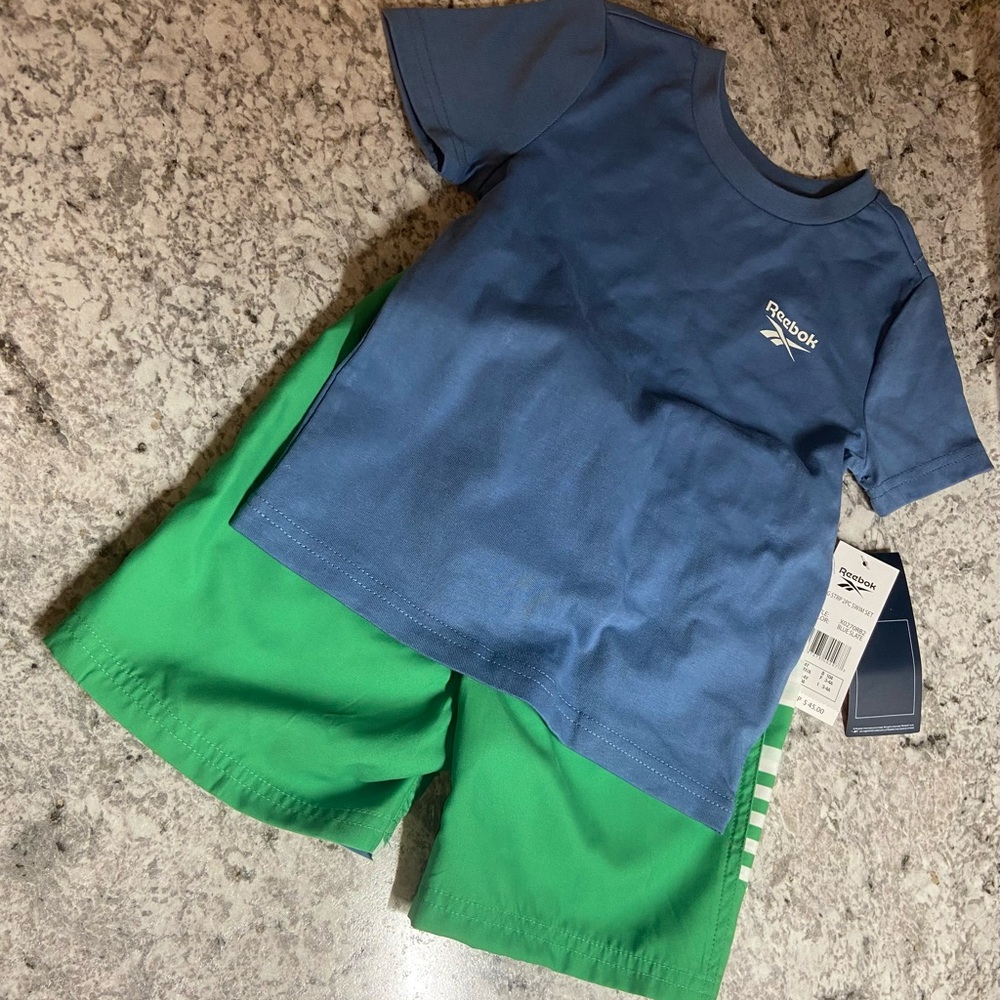 Reebok Kids Blue Tee and Green Shorts